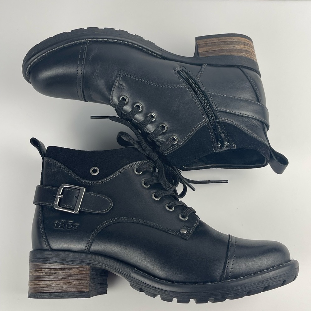 Taos Women's Mini Crave Ankle Black Leather Boots Size 37